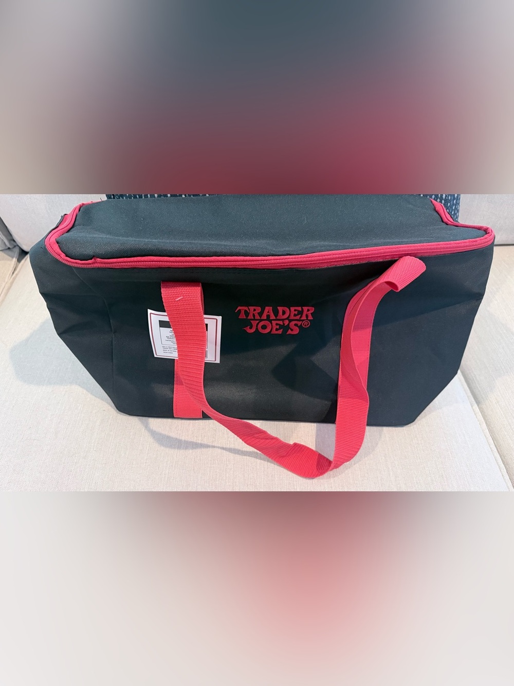 Trader Joe's Insulated Grocery Tote Bag in Black and Red